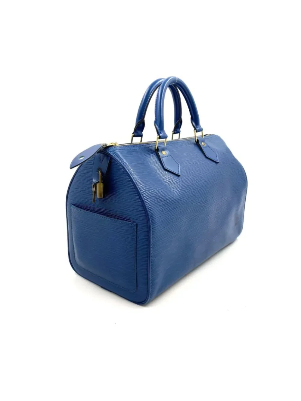 Louis Vuitton Speedy 30 Epi Toledo Blue Leather Handbag Gold